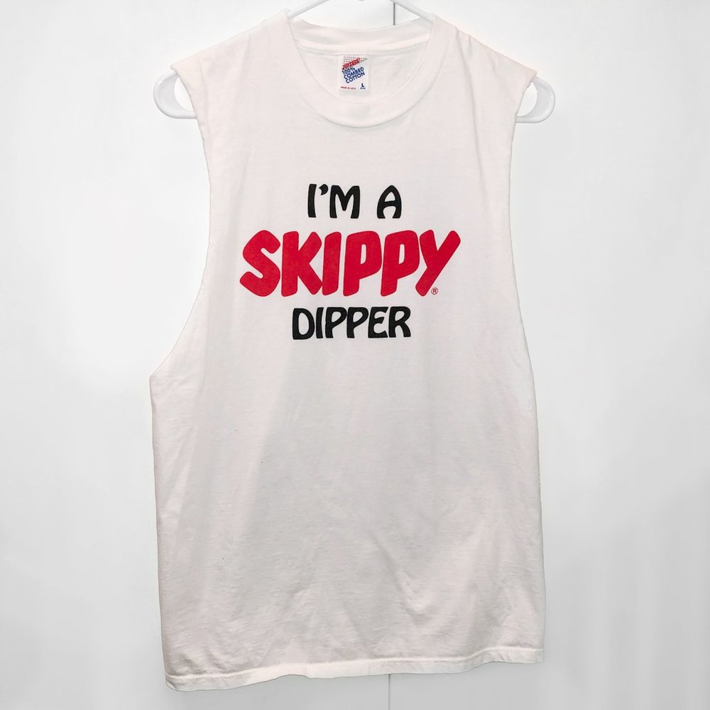 80's Vintage SKIPPY Peanut Butter "I'm a Skippy Dipper" T-Shirt / JERZEES L Tank